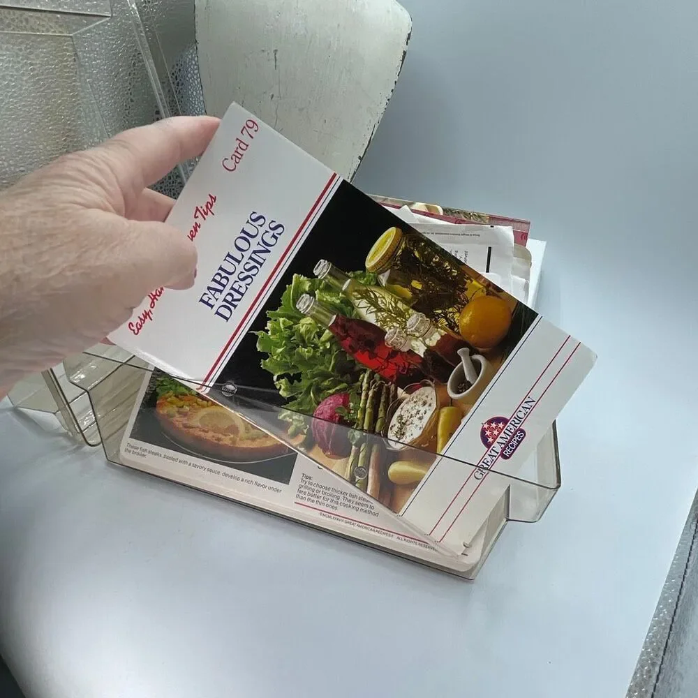 Vintage “Great American Recipes “ in acrylic box & assorted ephemera.